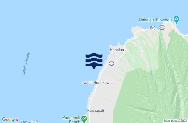 Kahana Beach, United States tide chart map