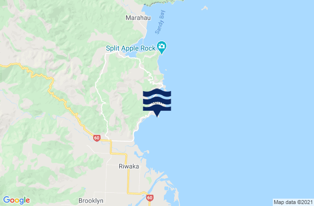 Kaiteriteri, New Zealand tide times map