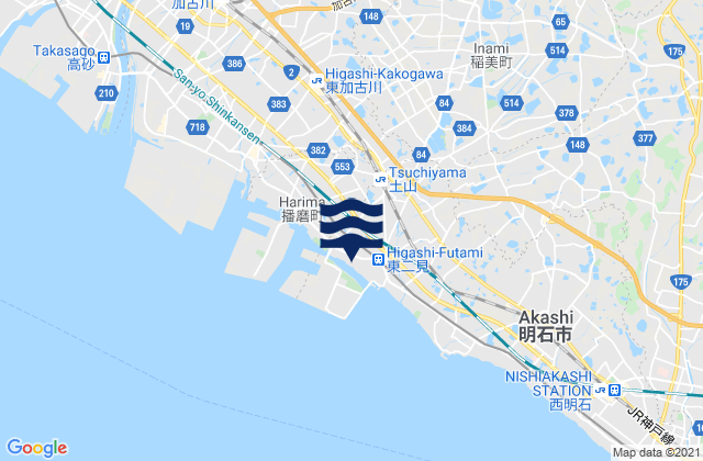 Kako-gun, Japan tide times map