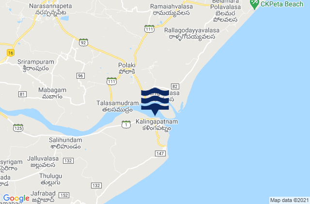 Kalingapatnam, India tide times map