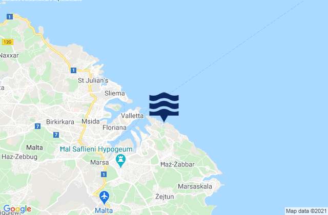 Kalkara, Malta tide times map