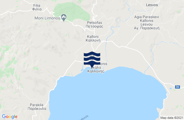 Kalloni, Greece tide times map