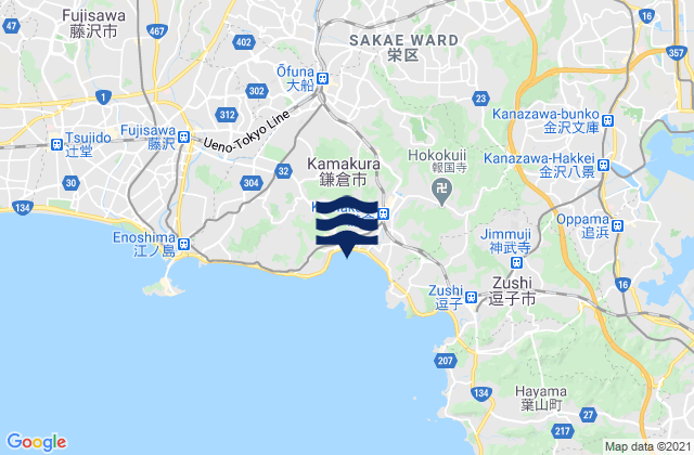 Kamakura Shi, Japan tide times map