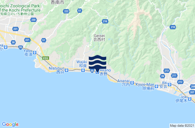 Kami Shi, Japan tide times map
