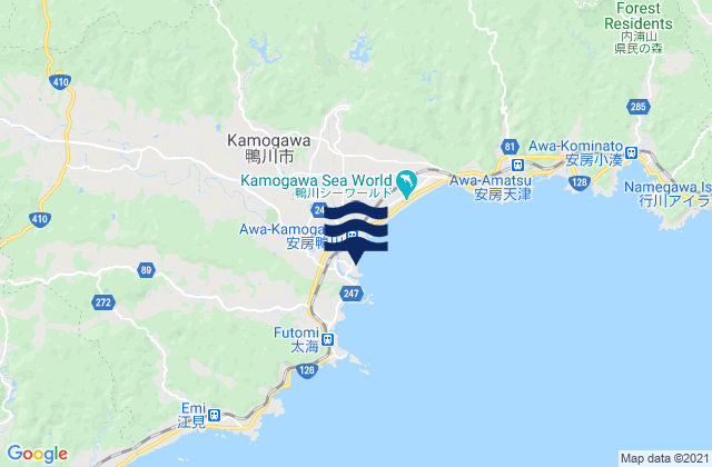 Kamogawa-shi, Japan tide times map
