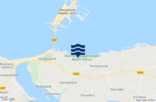 Kamperland, Netherlands tide times map