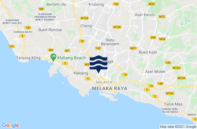 Kampung Ayer Keroh, Malaysia tide times map