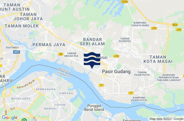 Kampung Pasir Gudang Baru, Malaysia tide times map