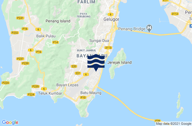 Kampung Sungai Ara, Malaysia tide times map