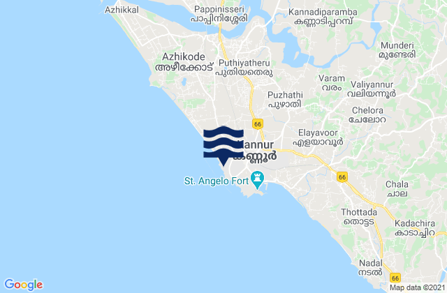Kannur, India tide times map
