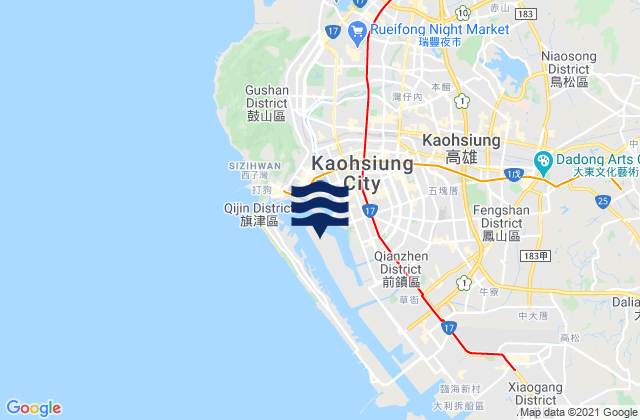 Kaohsiung, Taiwan tide times map