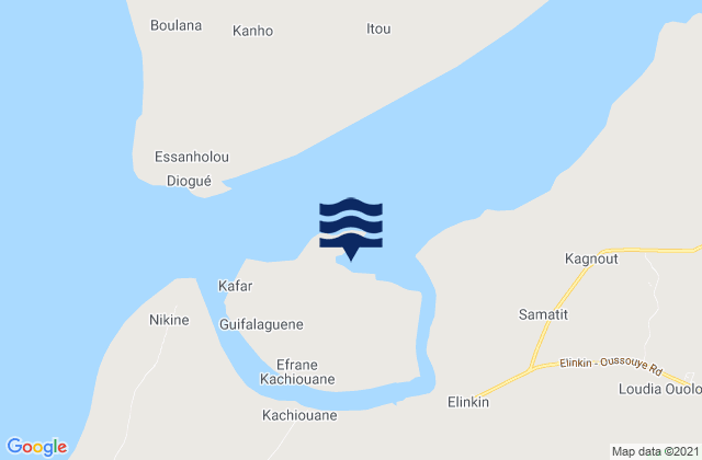 Karabane Riviere Casamance, Senegal tide times map