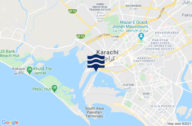 Karachi, Pakistan tide times map