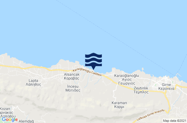 Karavas, Cyprus tide times map