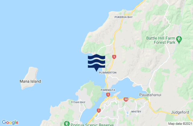 Karehana Bay, New Zealand tide times map