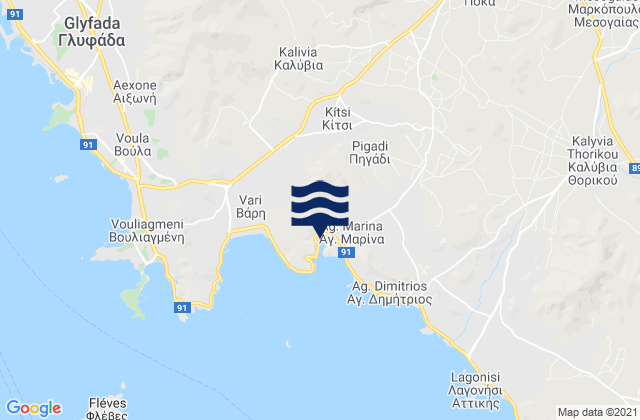Karellas, Greece tide times map