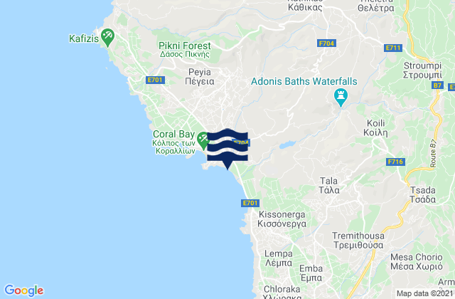 Kathikas, Cyprus tide times map