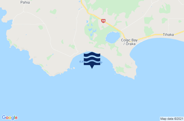 Kawakaputa Bay, New Zealand tide times map