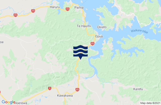 Kawakawa, New Zealand tide times map