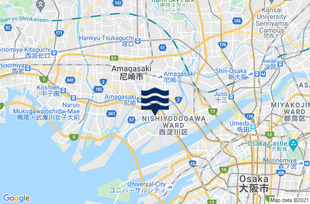 Kawanishi, Japan tide times map