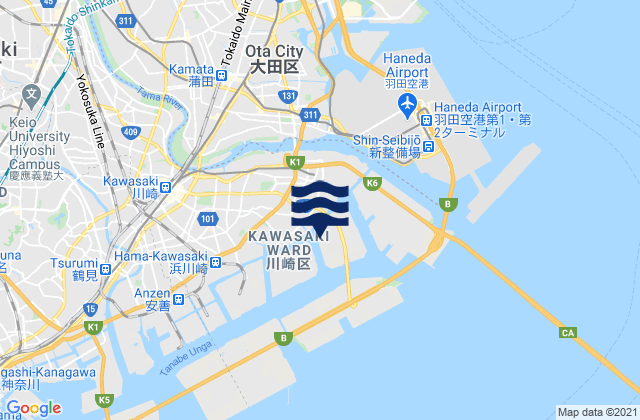 Kawasaki (Siohama Unga), Japan tide times map