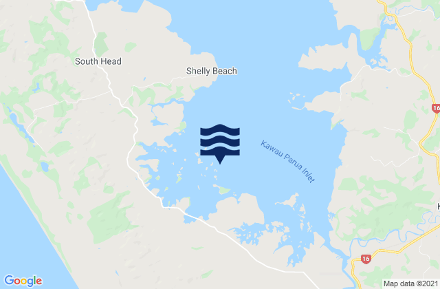 Kawau Parua Inlet, New Zealand tide times map