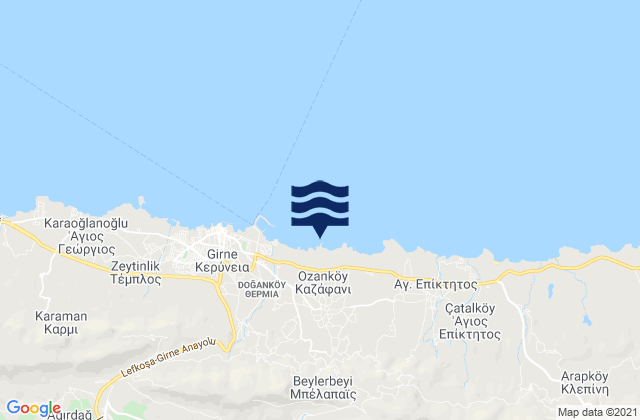 Kazafani, Cyprus tide times map