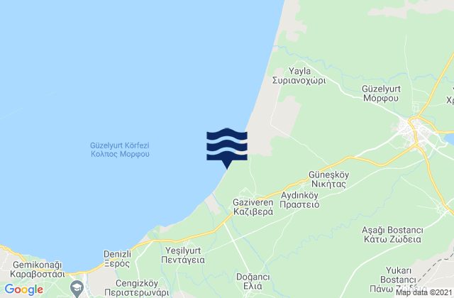 Kazivera, Cyprus tide times map