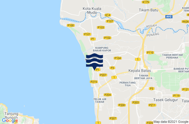 Kepala Batas, Malaysia tide times map