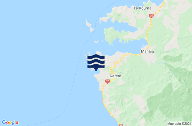 Kereta Bay, New Zealand tide times map