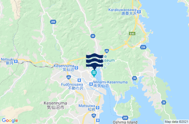 Kesennuma Shi, Japan tide times map