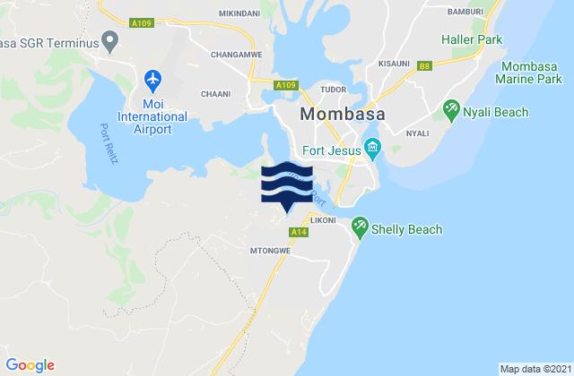 Kilindini Harbour, Tanzania tide times map