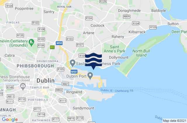 Killester, Ireland tide times map