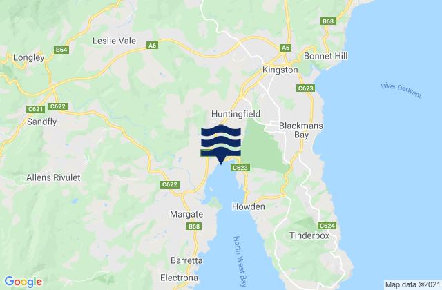 Kingborough, Australia tide times map