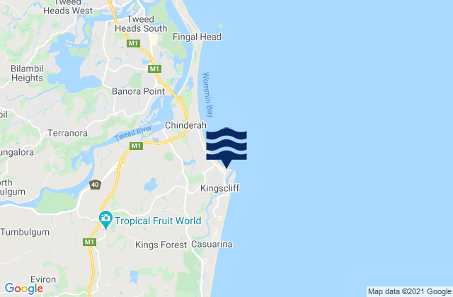 Kingscliff, Australia tide times map