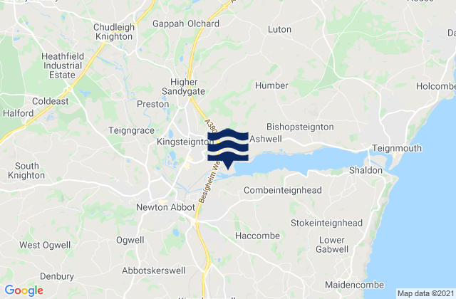 Kingsteignton, United Kingdom tide times map