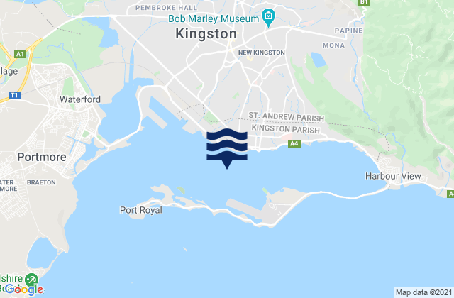 Kingston Harbour, Jamaica tide times map