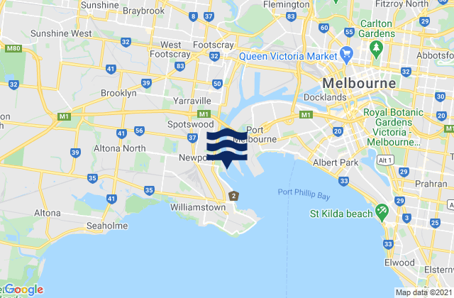 Kingsville, Australia tide times map