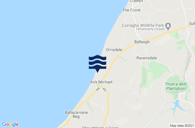 Kirkmichael, Isle of Man tide times map