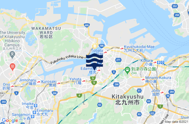 Kitakyushu-shi, Japan tide times map