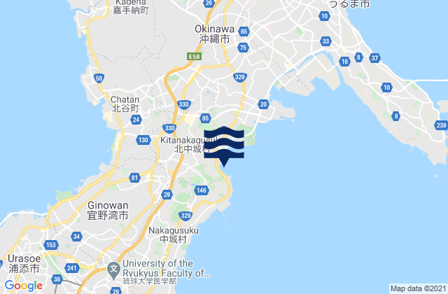 Kitanakagusuku, Japan tide times map