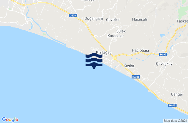 Kizilagac, Turkey tide times map