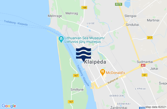 Klaipeda, Lithuania tide times map