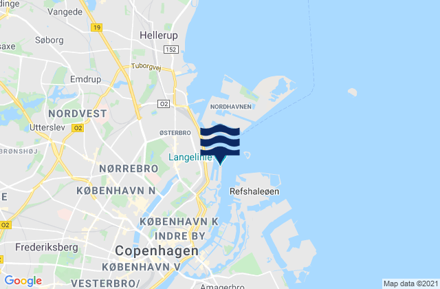Kobenhavn (Copenhagen) Baltic Sea, Denmark tide times map