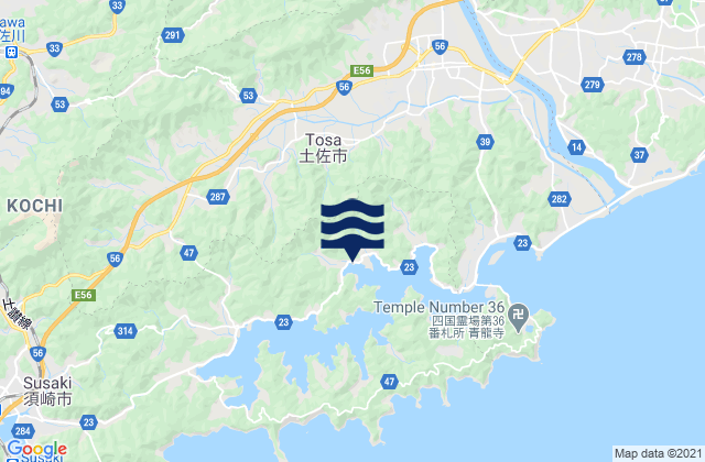 Kochi Prefecture, Japan tide times map