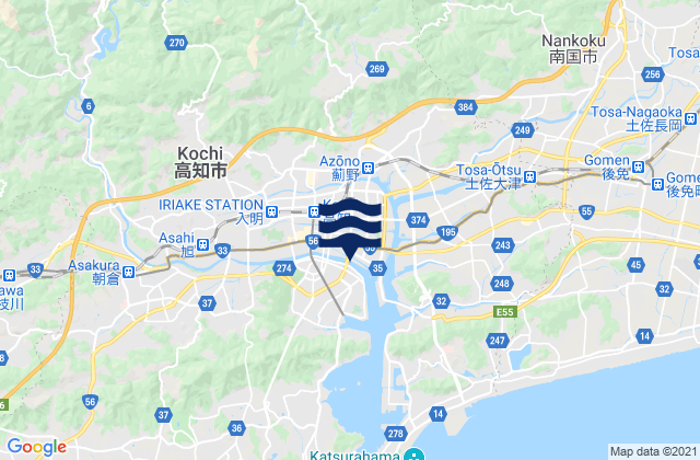 Kochi Shi, Japan tide times map