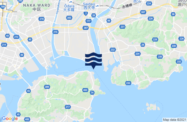 Kogushi Okayama Suido, Japan tide times map