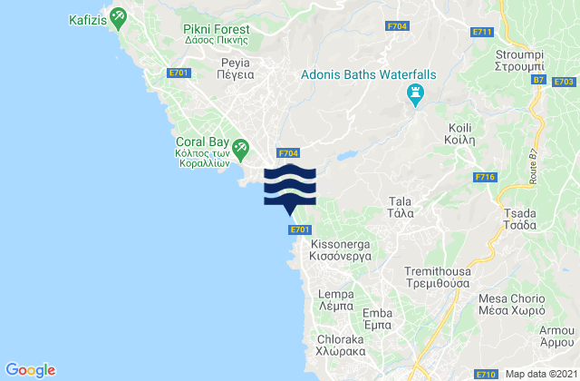 Koili, Cyprus tide times map