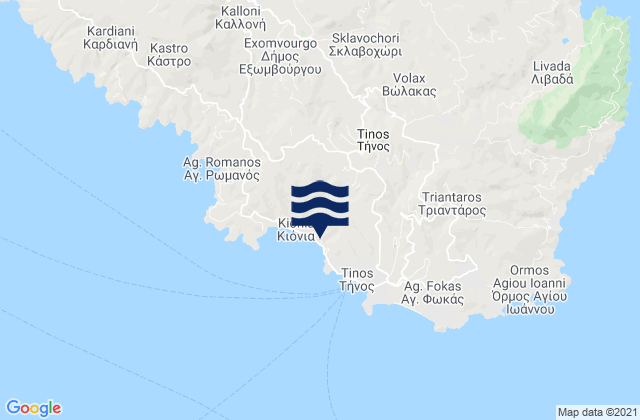 Kolimbithres West (Tinos), Greece tide times map