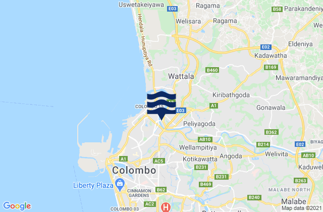 Kolonnawa, Sri Lanka tide times map